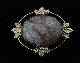 Vintage 1969 Handmade "Mexican Lace Agate" Brooch  (Pr1)