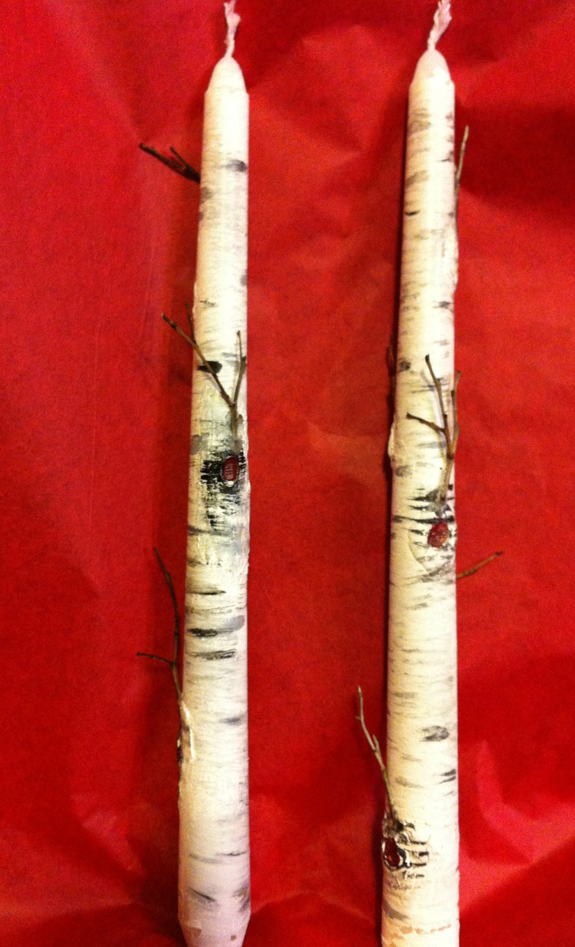 Birch Candles Tapered Hand Painted and Handcrafted. Perfect Etsy