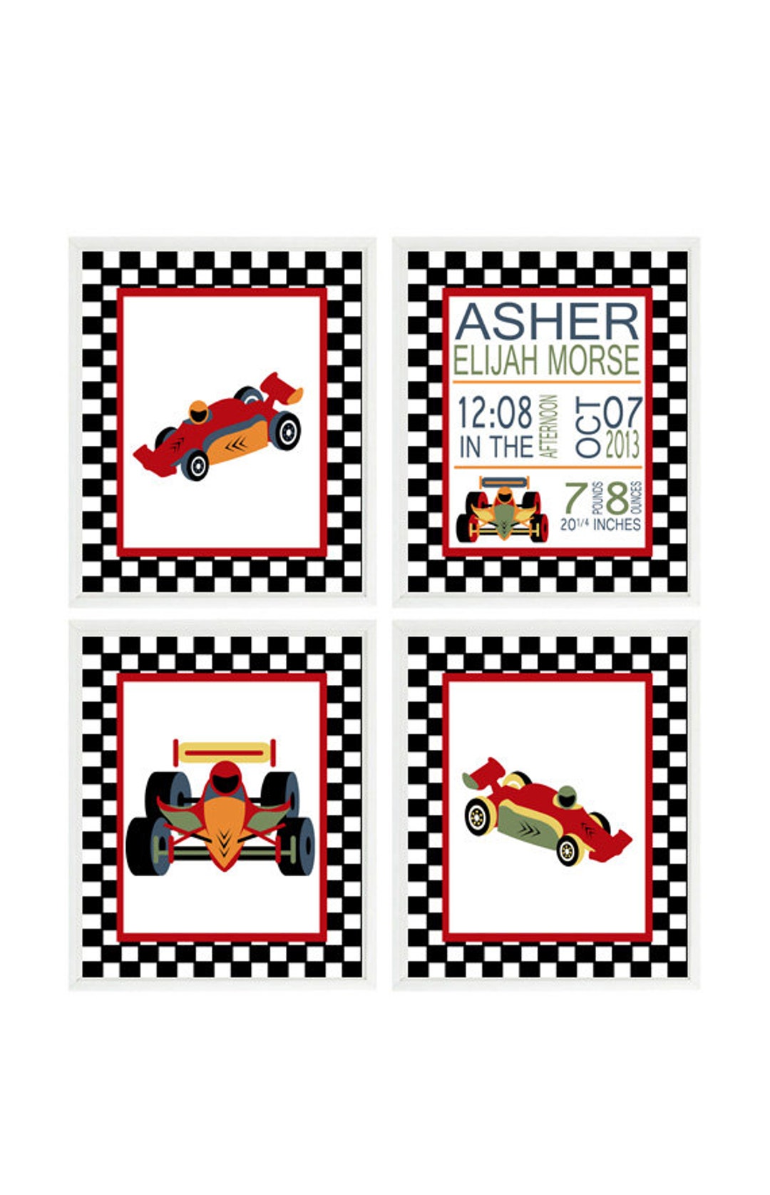 Race Car Nursery Wall Art. Baby Boy Nursery Birth Stats Etsy