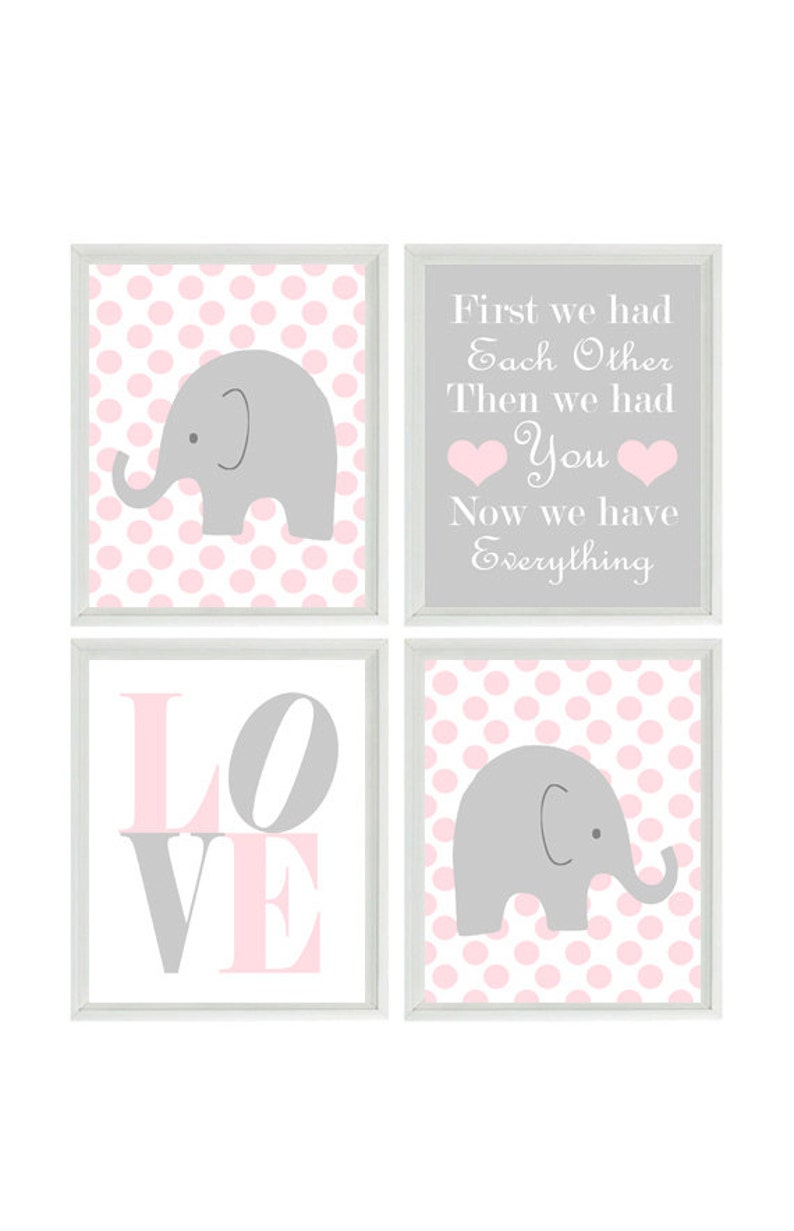 Baby Girl Set of 4 Animal Prints Nursery Prints Pink Nursery Decor Spots