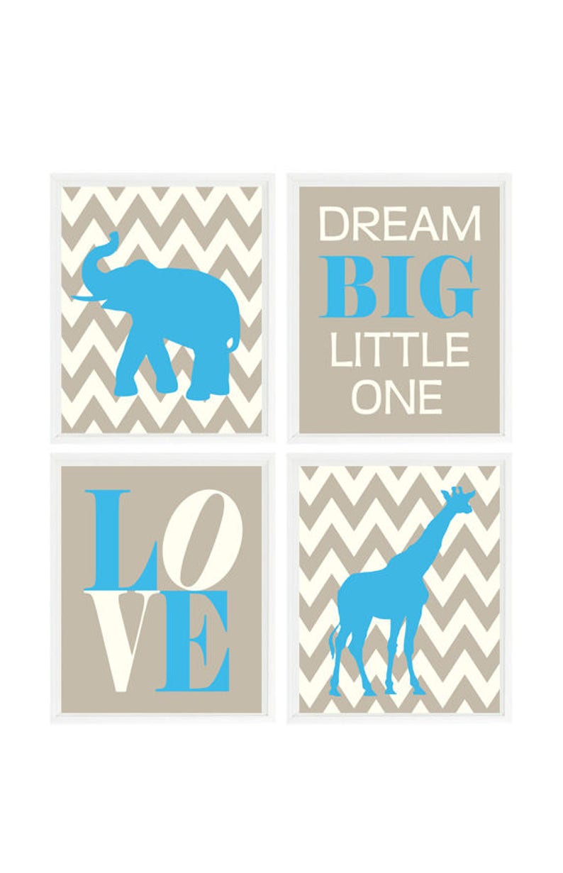 Nursery Wall Art Baby Boy Nursery Elephant Art Giraffe Etsy