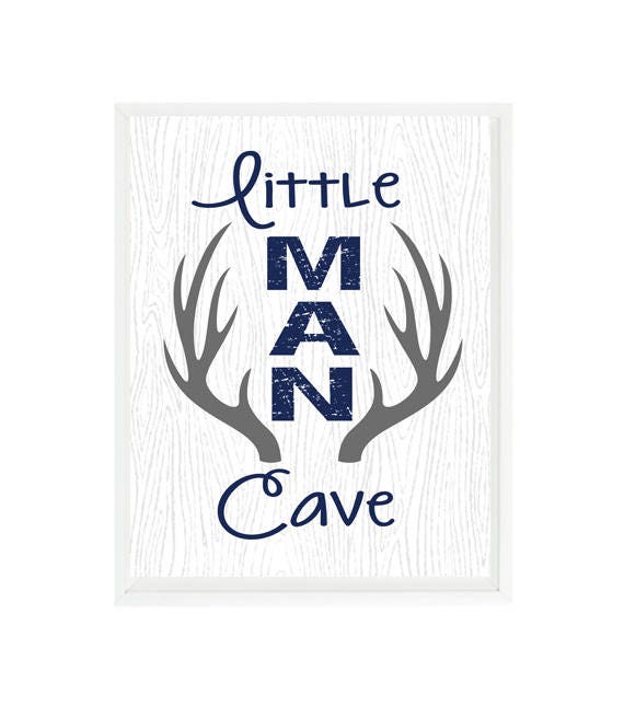 Little Man Cave Woodland Nursery Decor Navy Gray Rustic | Etsy