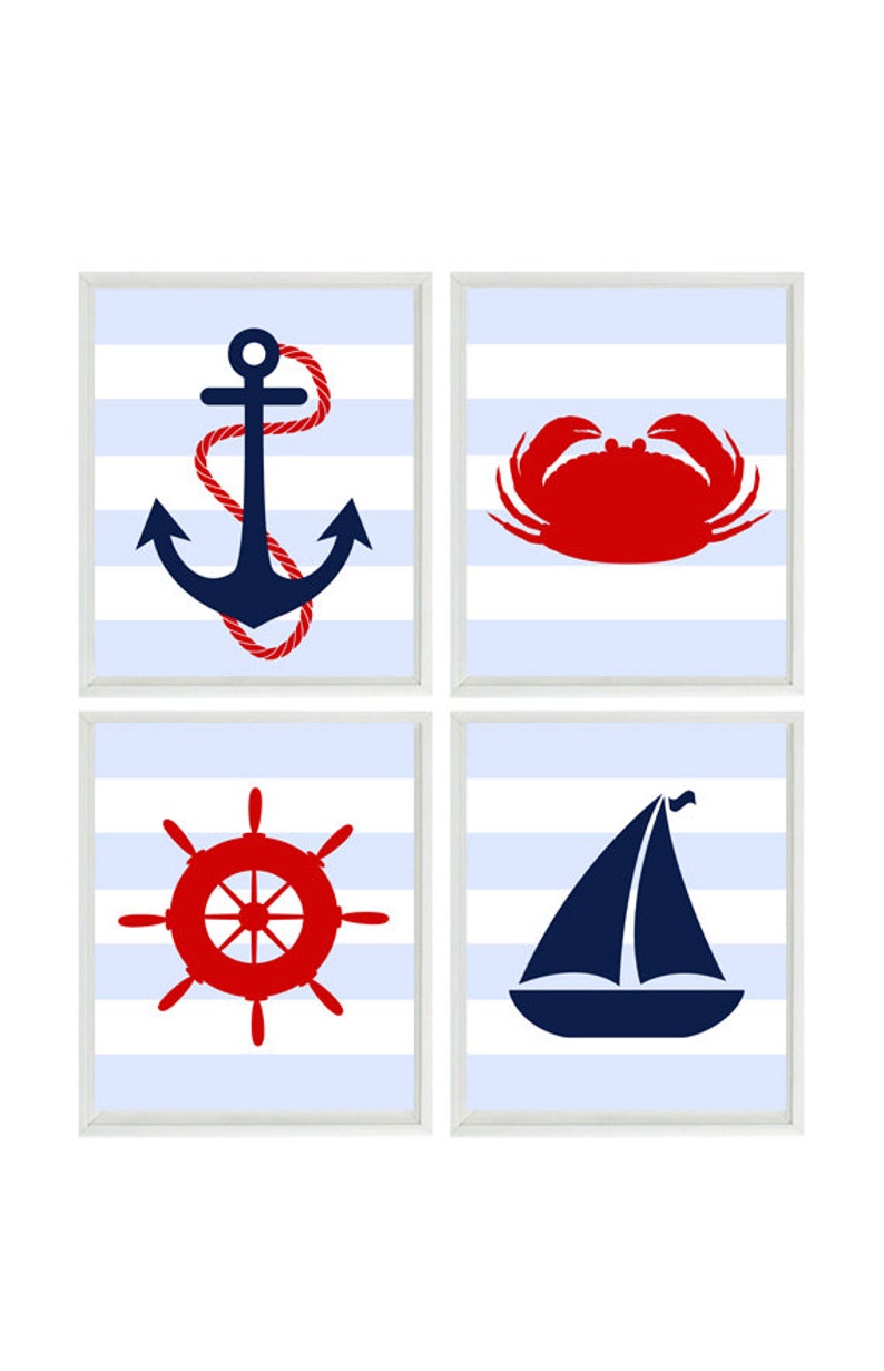 Nautical Nursery Wall Art Anchor Print Baby Boy Nursery Art Etsy