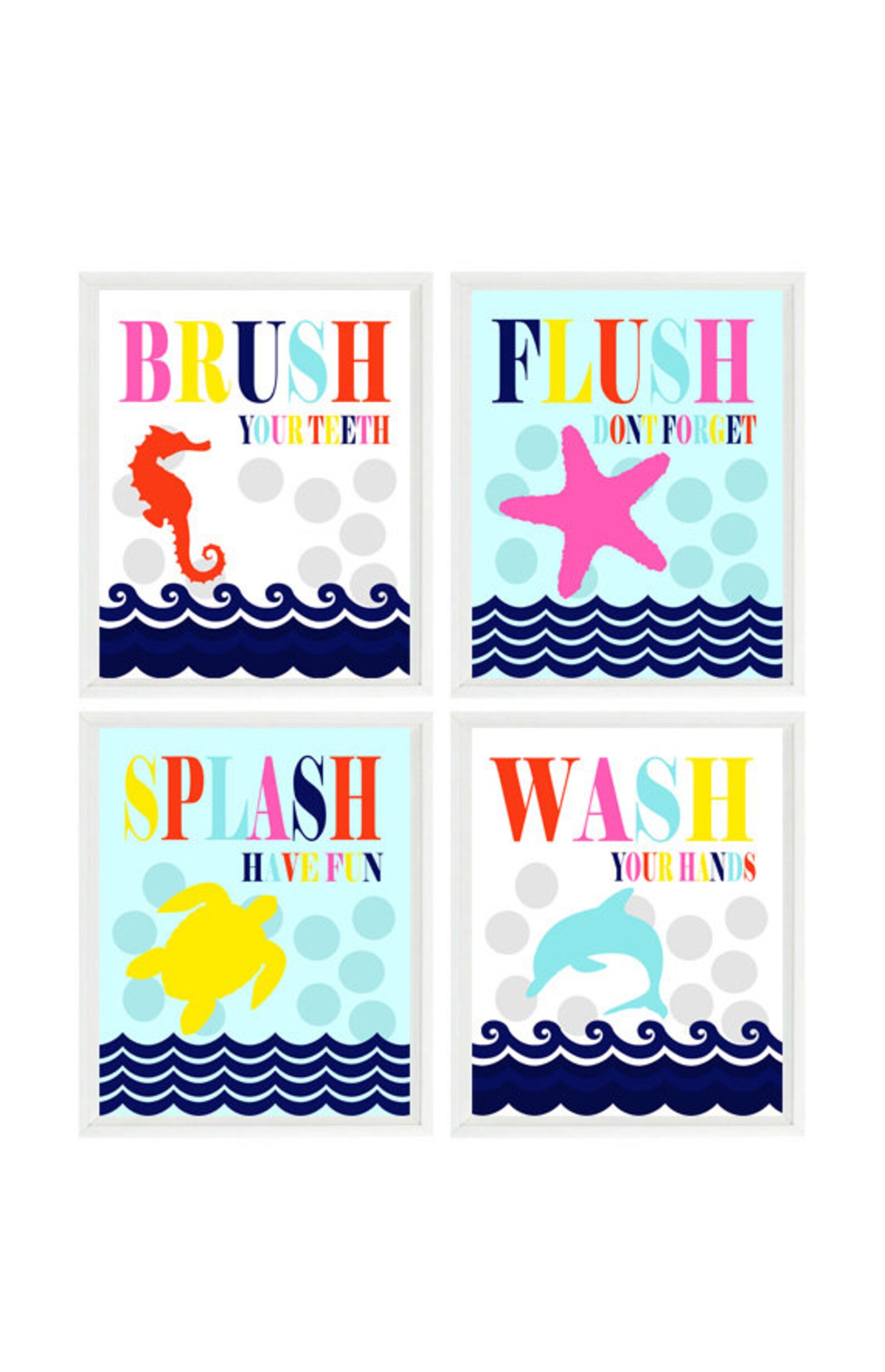 Sea Creature Bathroom Art Kids Bathroom Boy Girl Bathroom Etsy