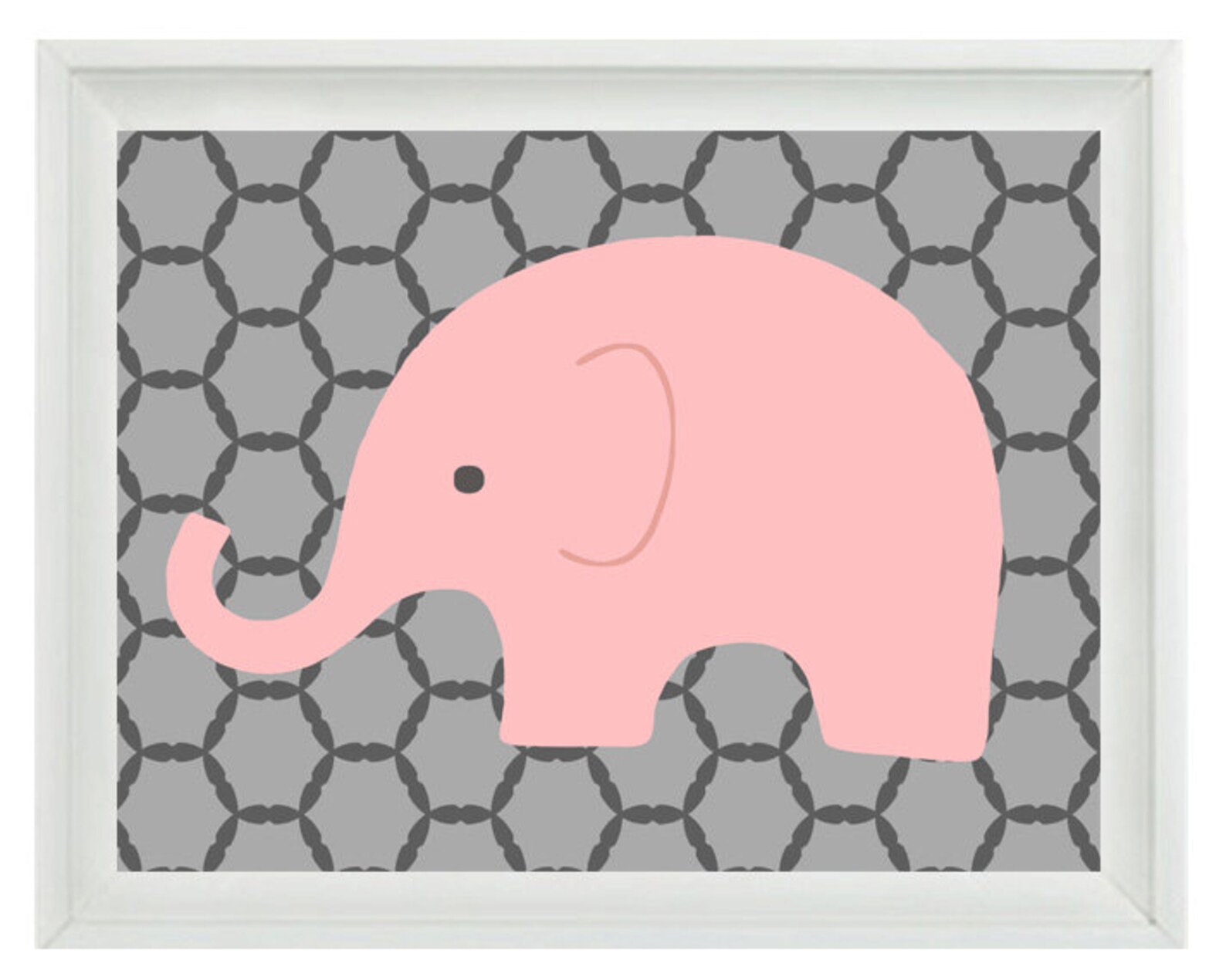 Elephant Nursery Wall Art Print Pink Gray Decor Children Etsy