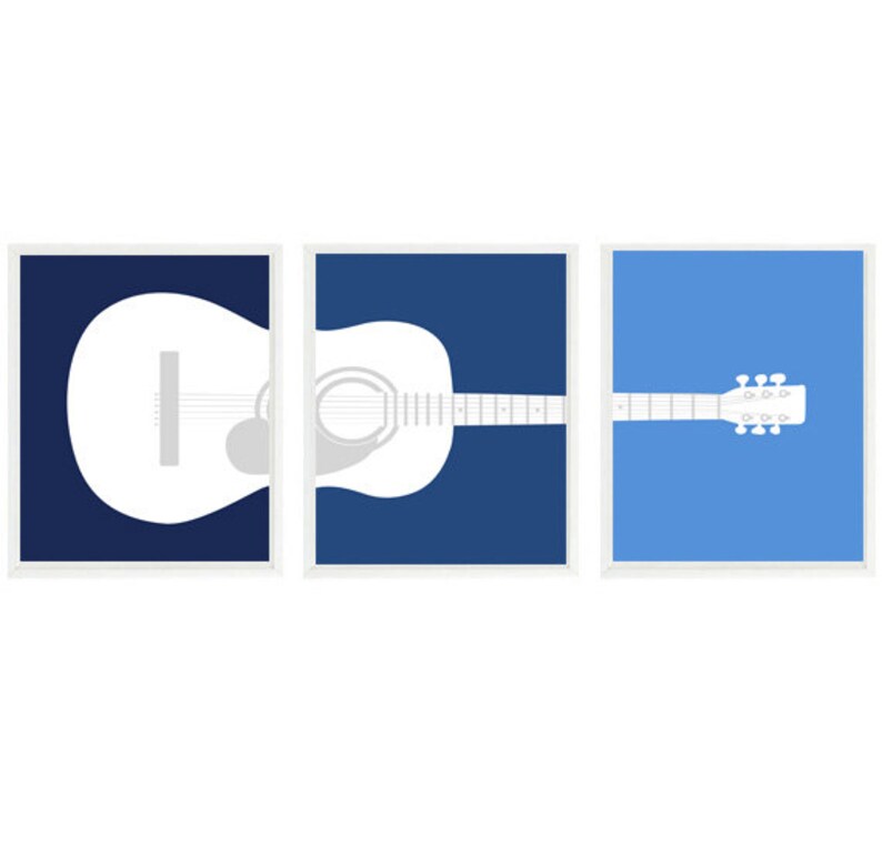 Guitar Art Print Boy Room Decor Music Art Acoustic Guitar Etsy