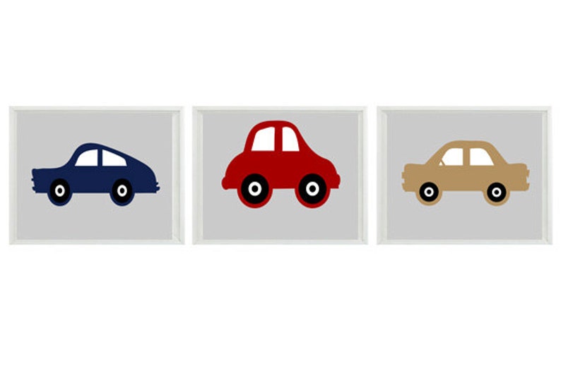 Car Art Print Set Baby Boy Nursery Toddler Boy Room Gray Etsy