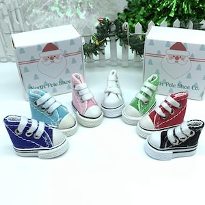 Elf shoes -Elf Sneakers - Mini Canvas Tennis Shoes - Christmas Elf Accessories - Elf Doll Props