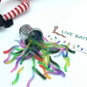 2-50 pcs fake gummy worms resin cabochon mini candy slime charms elf prop bucket of worms