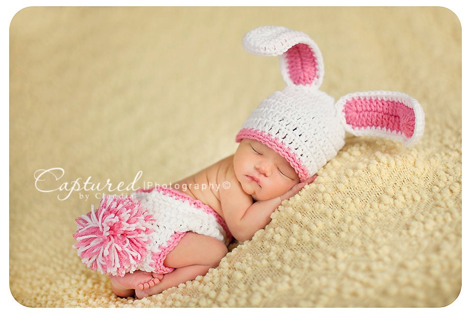 0 3 months Baby Girl Bunny Hat ORIGINAL DESIGNER Too Cute Newborn Bab…