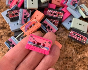 Miniature Cassette Tape Charms, Dollhouse Craft Accessories, 5pcs