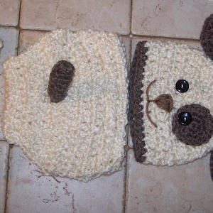 Baby Boy Hat DISCONTINUED PUPPY LUV Newborn Crochet Doggy Hat and Paws Booties Dog Hat Slippers photo prop outfit set photography hospital image 5