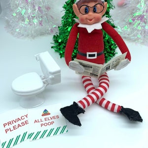 ELF PROPS Elf Toilet mini miniature bathroom ideas dollhouse elf prop no doll newspaper glasses Sand box therapy party favors