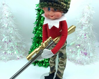 elf PROPS ELF size camo hat and fake gun NO Doll elf hunting clothes