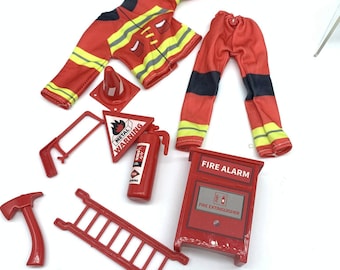 Disfraz de elfo bombero: uniforme de elfo y accesorios (sin muñeca)