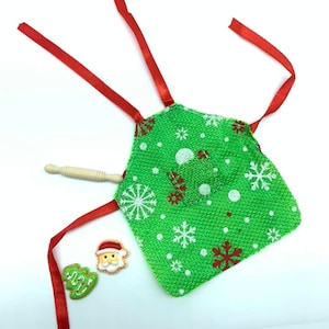 ELF Props elf size apron cookies and rolling pin NO DOLL elf baking diorama