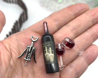 Wine Bottle and cups NO DOLL Slime charms bottle opener elf prop drink