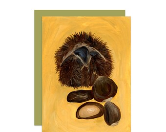 Chestnut Blank Card, Foraging Illustration