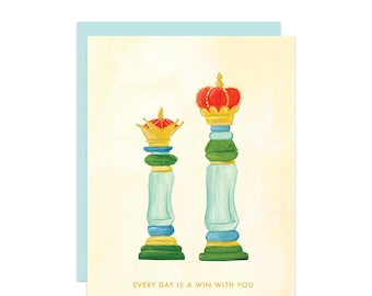 Everyday is a Win with You Chess Love Anniversary Gold Foil Card