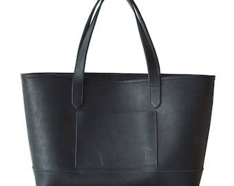 Noir Black Oil Tanned Leather Tote