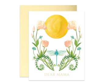 Dear Mama Dragonfly Sun Lisianthus Flower Mother's Day Card