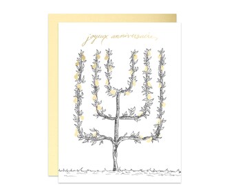 Joyeux Anniversaire French Espalier Happy Birthday Pear Tree Card