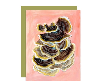 Turkey Tail Mushroom Blank Card, Foraging Illustration