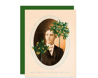 May Your Future Be Fruitful Card, Kumquat Trees Collage Cabinet Card