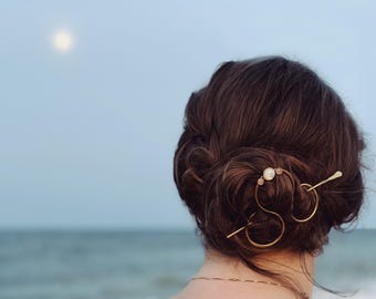 Renoir Inspired Lyra Hammered Metal Hair Pin