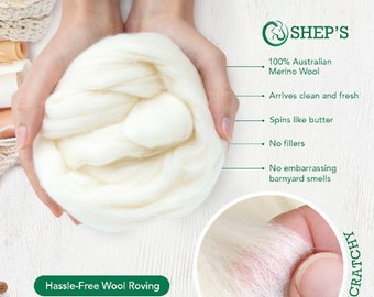 Natural White Wool Roving Fiber  1lb (or MORE!), Roving, wool roving, Wool Roving Top, Fiber Spinning, Spin Wool, Wool For Felting, Core