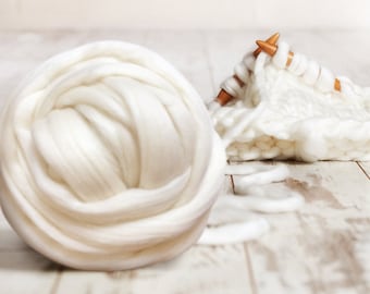 Chunky Merino Wool Roving: Jumbo Yarn for Knitting, Felting & Spinning