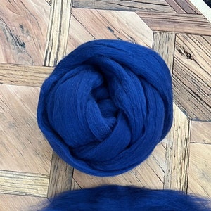 Navy Blue Wool Roving for Felting and Spinning into Yarn image 1