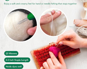 Natural White Wool Roving: Chunky Yarn for Felting & Spinning