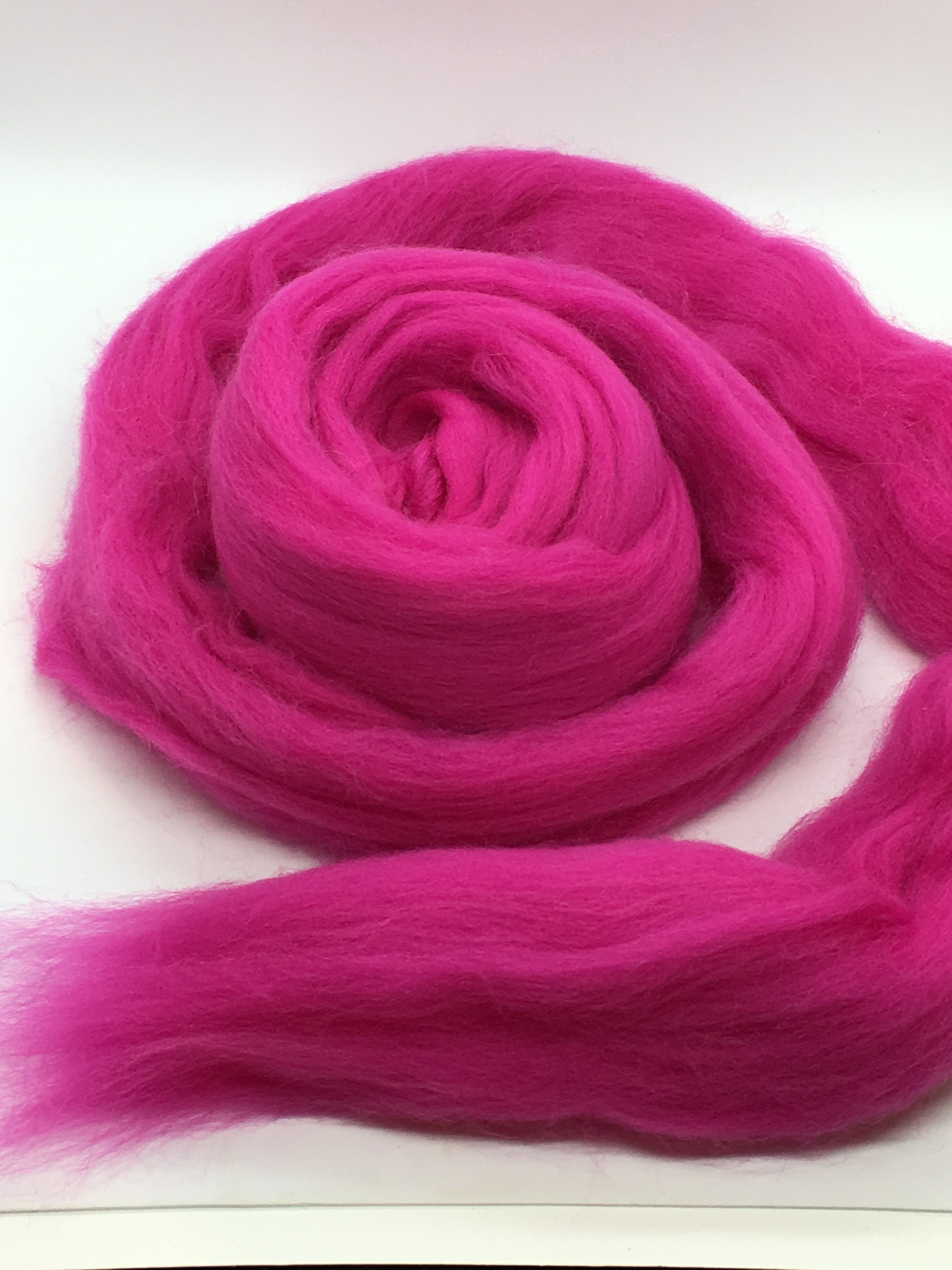 Hot Pink Wool Merino Top Roving Spin into Yarn Needle Felt | Etsy