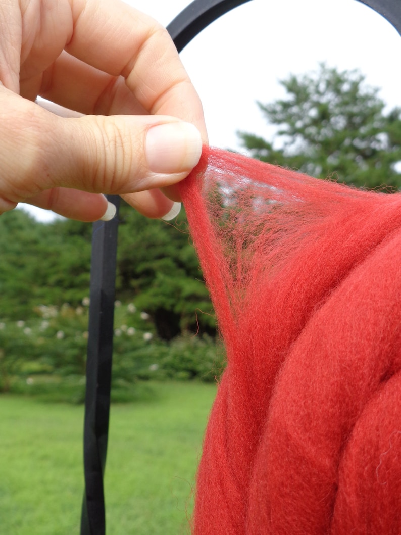 Cayenne Red Wool Top Roving Spin into Yarn, Needle Felt wet felt all Crafts image 3