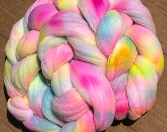 Superfine Merino Wool, Superfine Hand Spinning Roving - Hand Dyed - Happy Festival