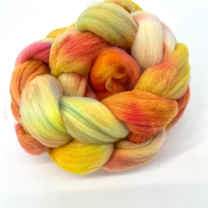 Hand-Dyed Merino Wool Roving: Sunflower Meadow - 4 oz Superfine Fiber