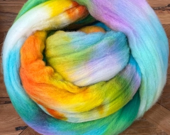 Hand-Dyed Superfine Merino Wool Roving, AURORA BOREALIS Fiber, Spinning & Felting