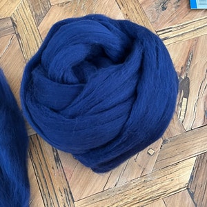 Navy Blue Wool Roving for Felting and Spinning into Yarn image 3