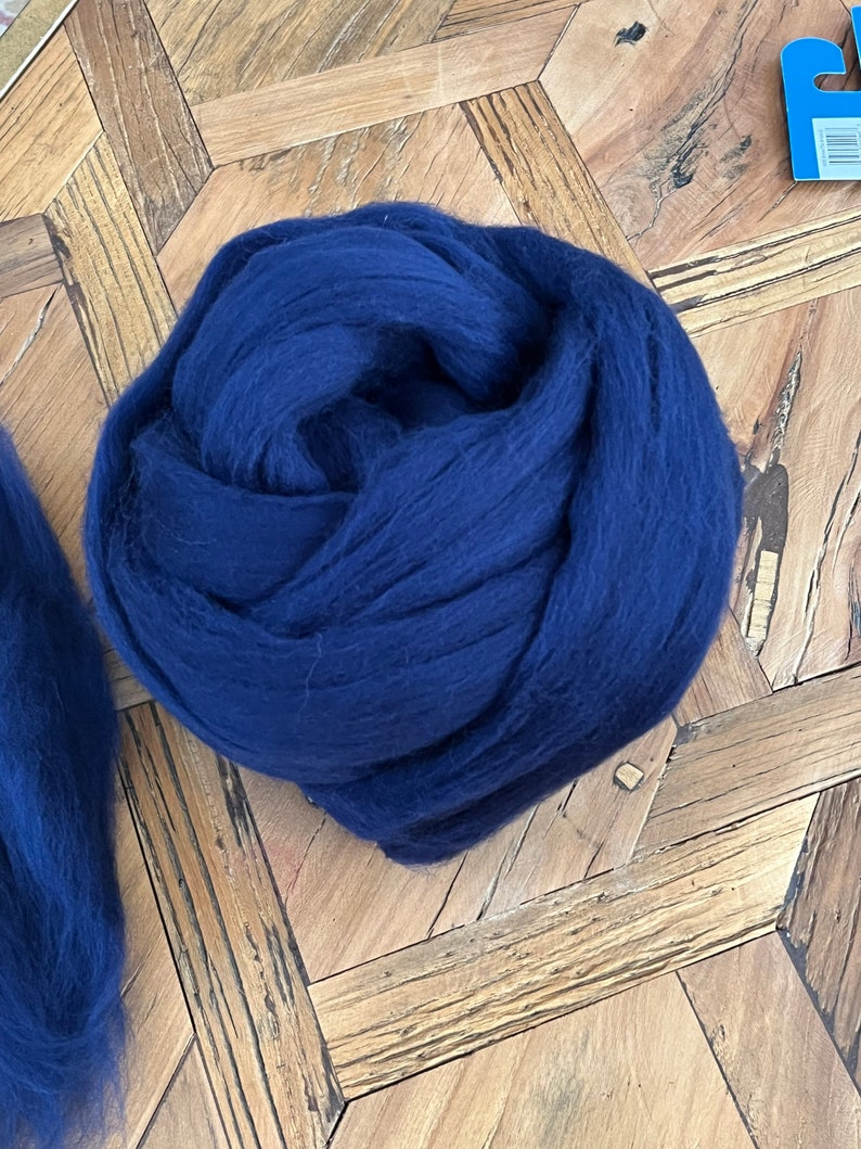 Navy Blue Wool Roving for Felting and Spinning into Yarn image 3