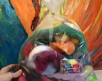Merino Wool Roving Sampler: Multi Color Fiber Pack for Felting, Spinning