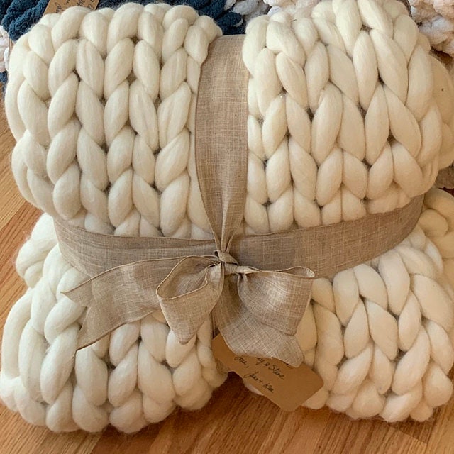 King Chunky Knit Blanket 90 X 100 Chunky Knit Etsy