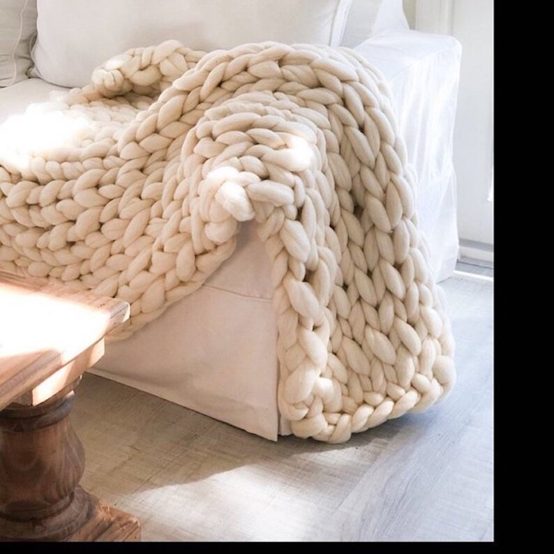 3 Chunky Knit Blanket SALE TODAY ONLY Ivory Chunky Knit Wool Etsy
