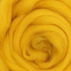 Wool Roving, Golden Yellow Wool Roving, wool top, Merino wool Spin into Yarn, Needle Felt wet felt all Crafts image 1