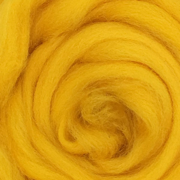 Wool Roving, Golden Yellow Wool Roving, wool top, Merino wool - Spin into Yarn, Needle Felt wet felt all Crafts