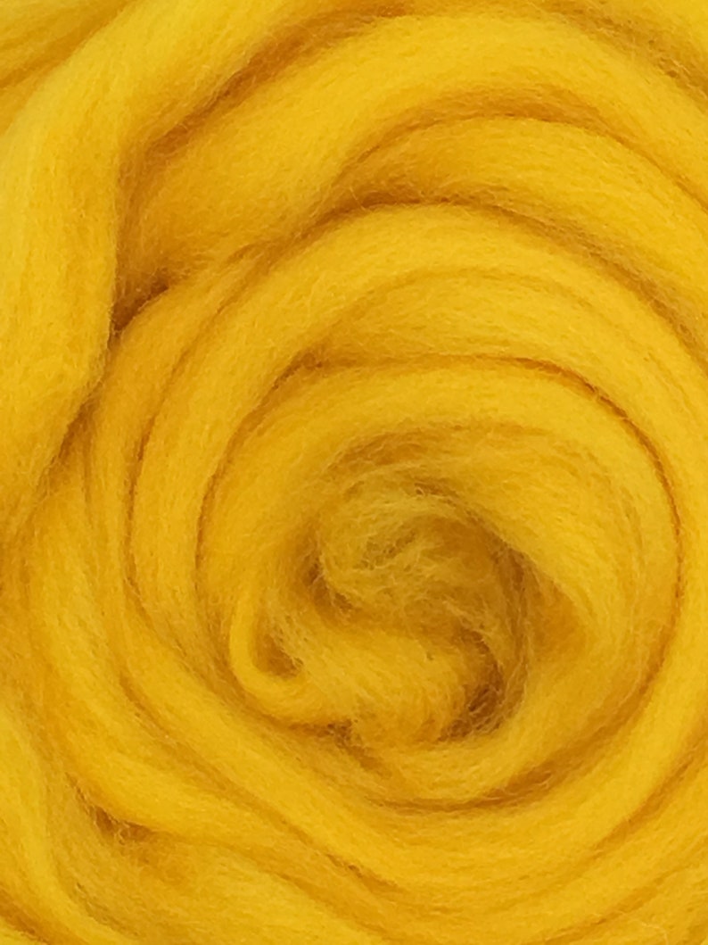 Wool Roving, Golden Yellow Wool Roving, wool top, Merino wool Spin into Yarn, Needle Felt wet felt all Crafts image 1