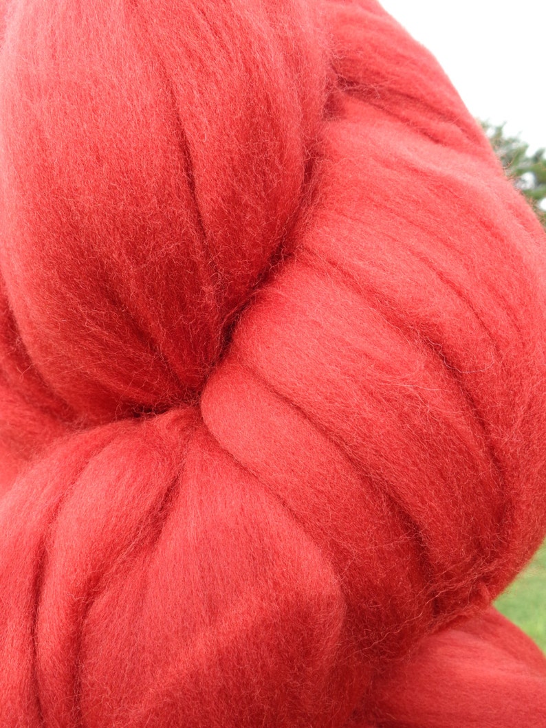 Cayenne Red Wool Top Roving Spin into Yarn, Needle Felt wet felt all Crafts image 2