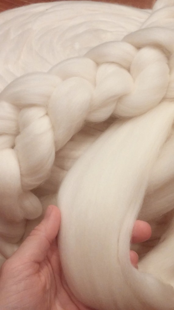 MERINO Wool Roving Spinning Wool, Felting Wool Super Soft Wholesale Natural  White Wool Top Roving Fiber, Chunky Knit Blanket, Spin, Weave 