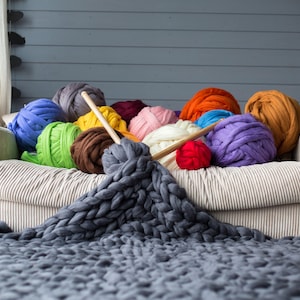 Chunky Roving Yarn, Big Yarn, Chunky Knit Blanket Yarn DIY Arm Knitting- Knit Your Own Blanket, Make Chunky Blanket