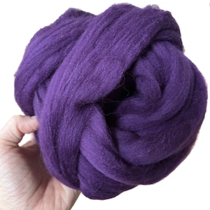 Purple Merino Wool Roving - Spin into Yarn, Needle Felt, Wet felt, Knit, Weaving, all Crafts